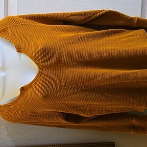 Knox Rose Women's Long Sleeve Notch Neck Thermal Top Brown Size L